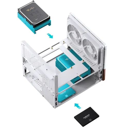Case JONSBO V12 White – M-ATX/ITX| GPU 260mm| Kính 270°